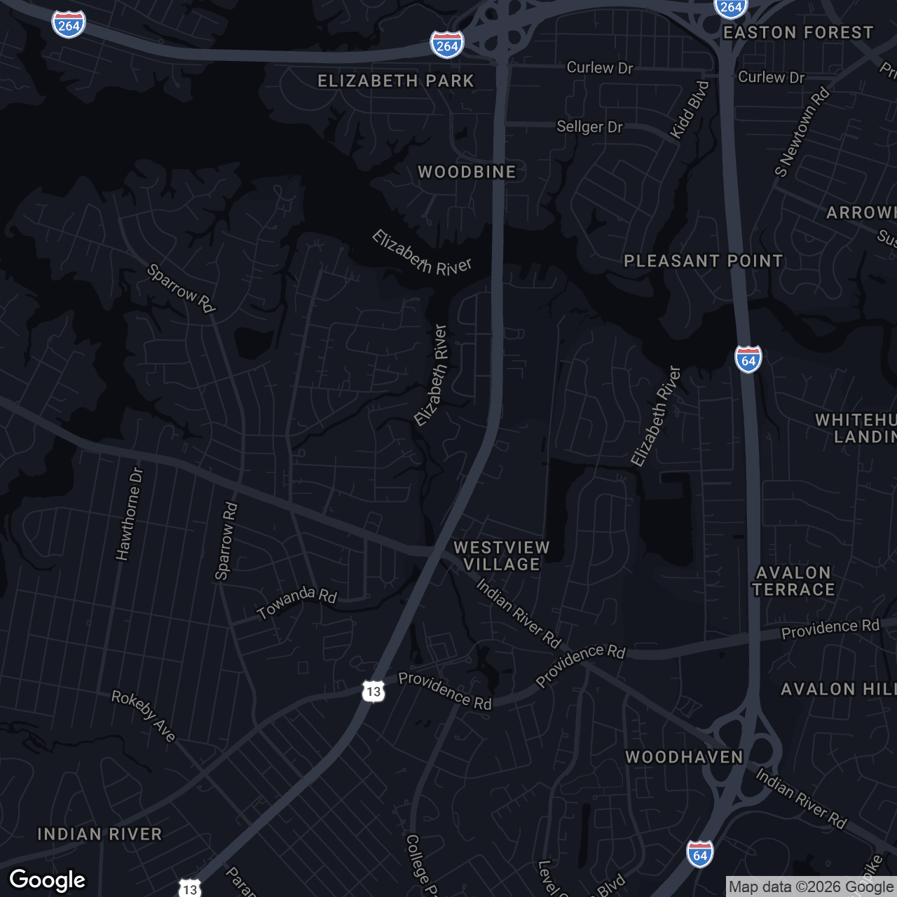 Map showing 1032 Pebblewood Dr