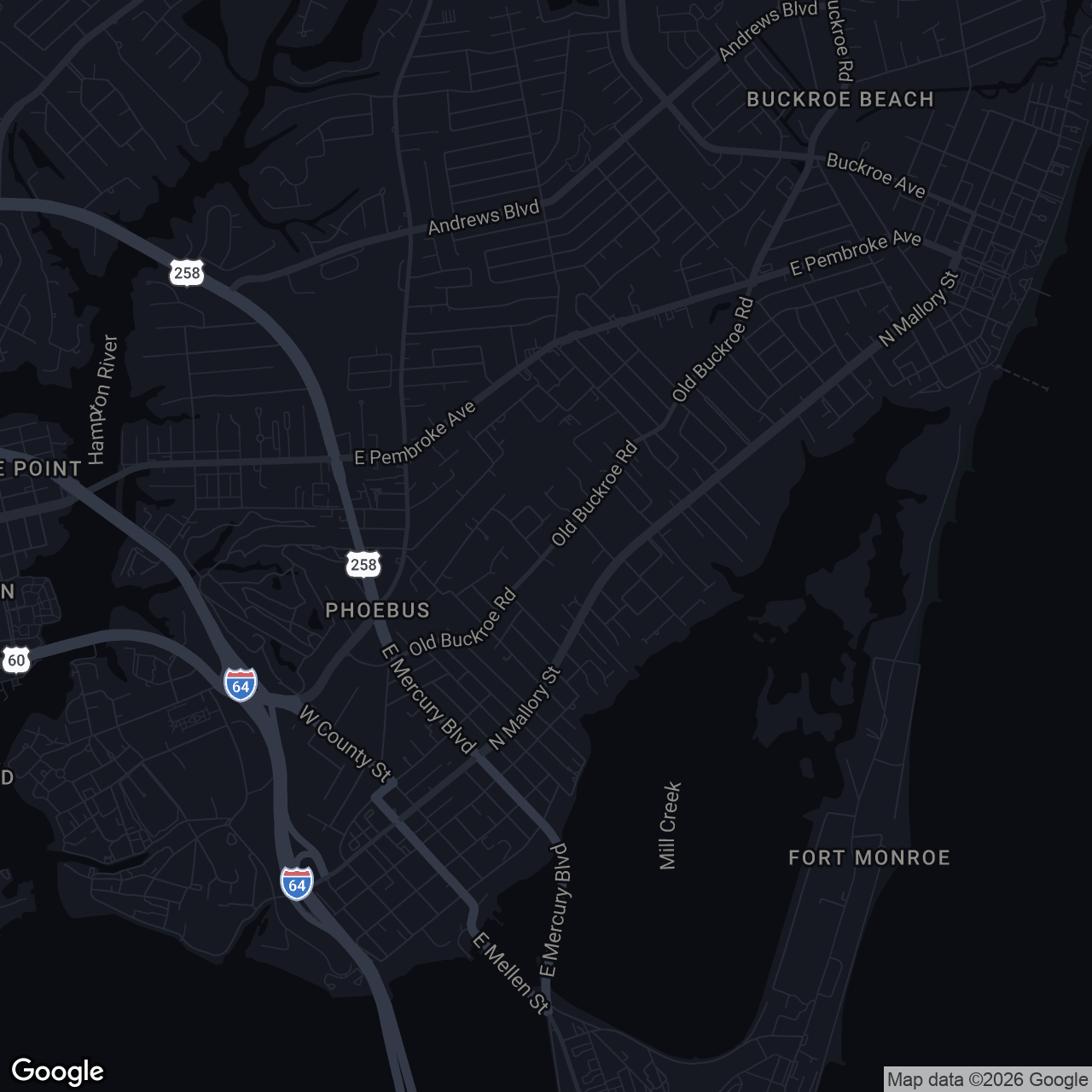 Map showing 1105 Old Buckroe Rd