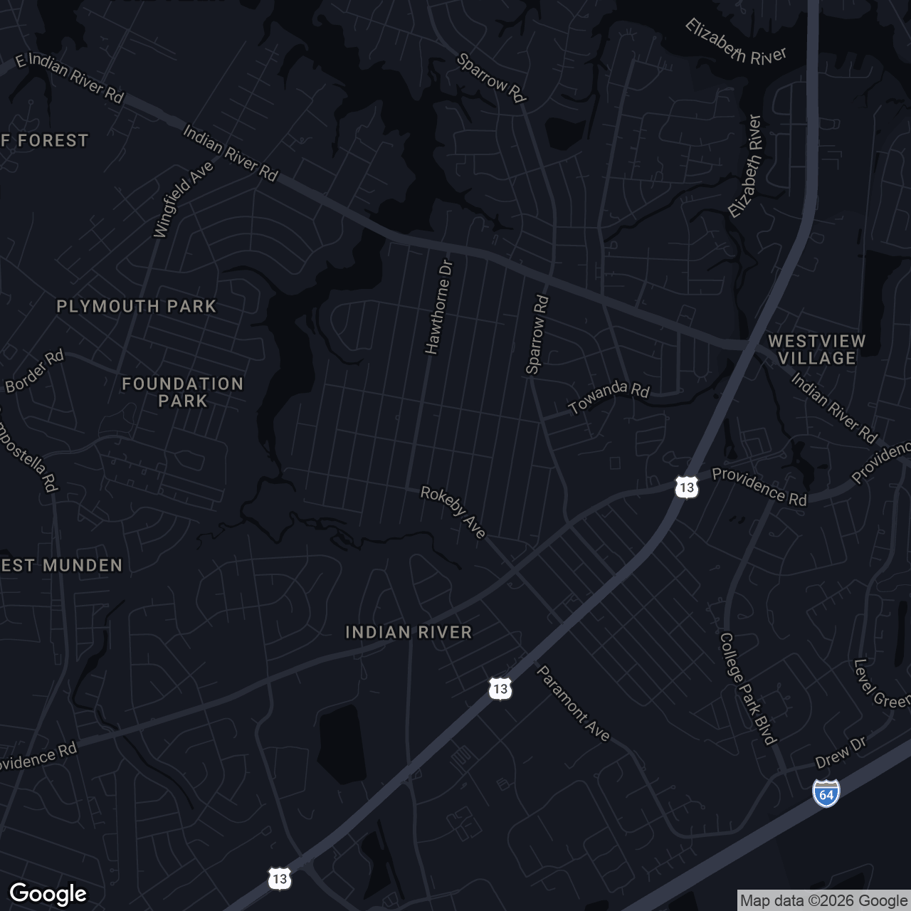 Map showing 1500 Elder Ave