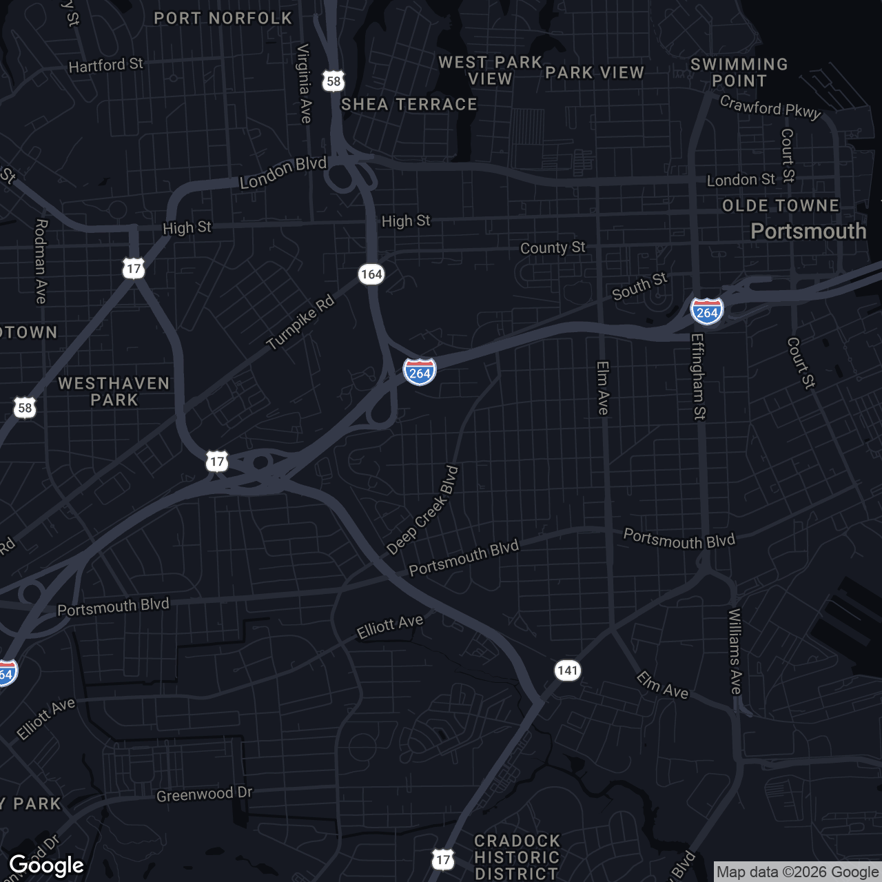 Map showing 1908 Roanoke Ave