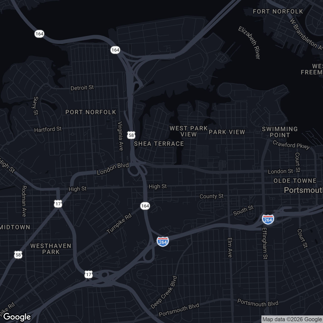 Map showing 2008 North St