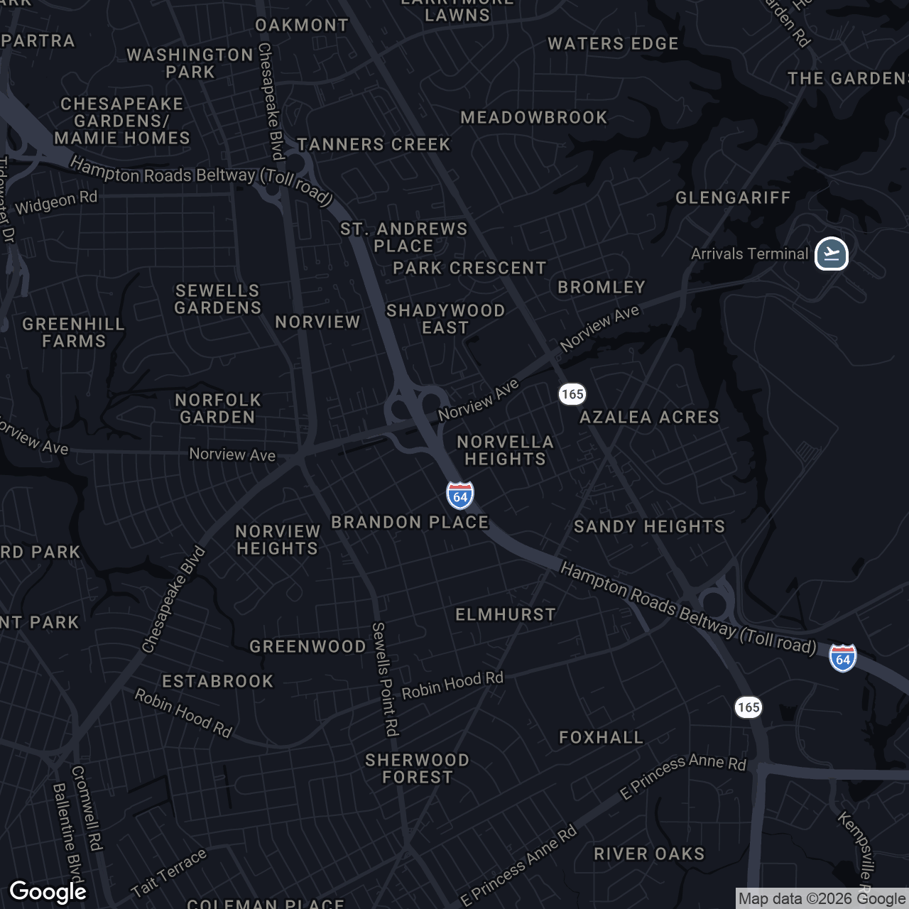 Map showing 5207 Norvella Ave