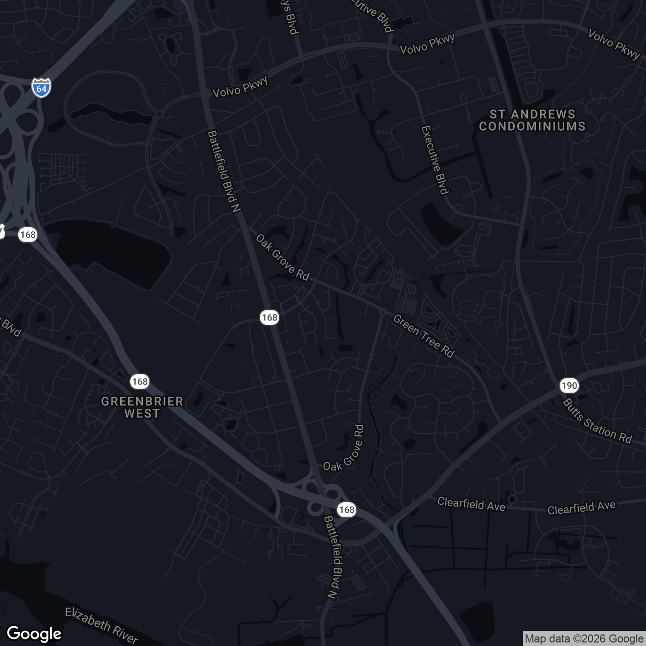Map showing 708 Nottaway Dr