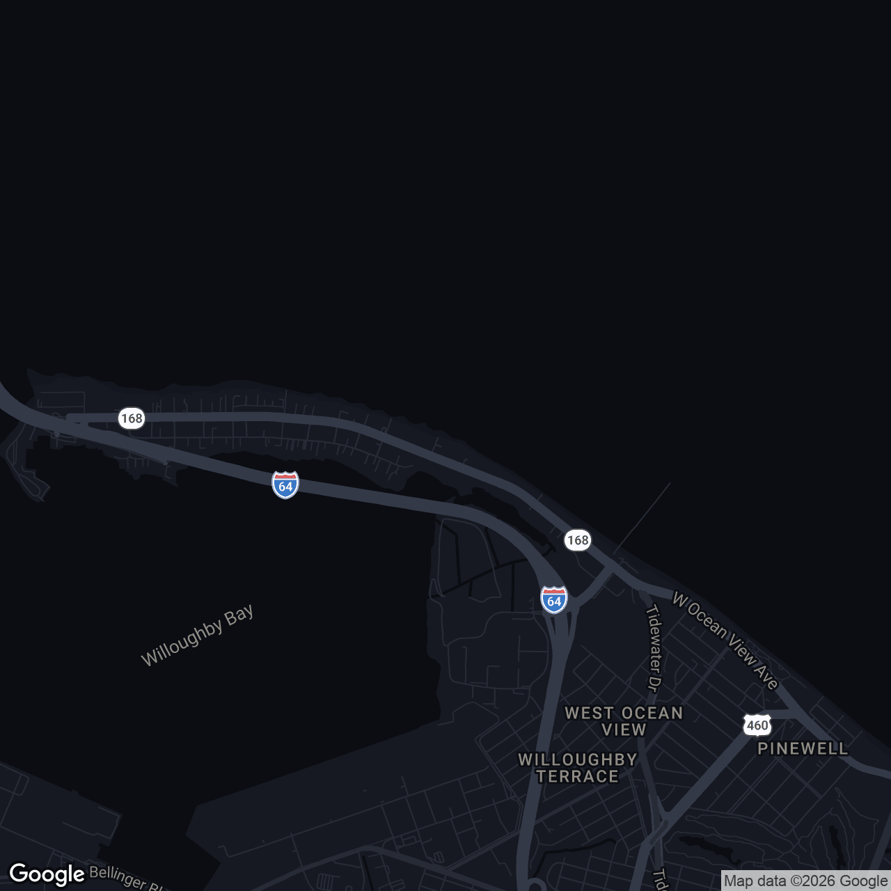 Map showing 782 W Ocean View Ave