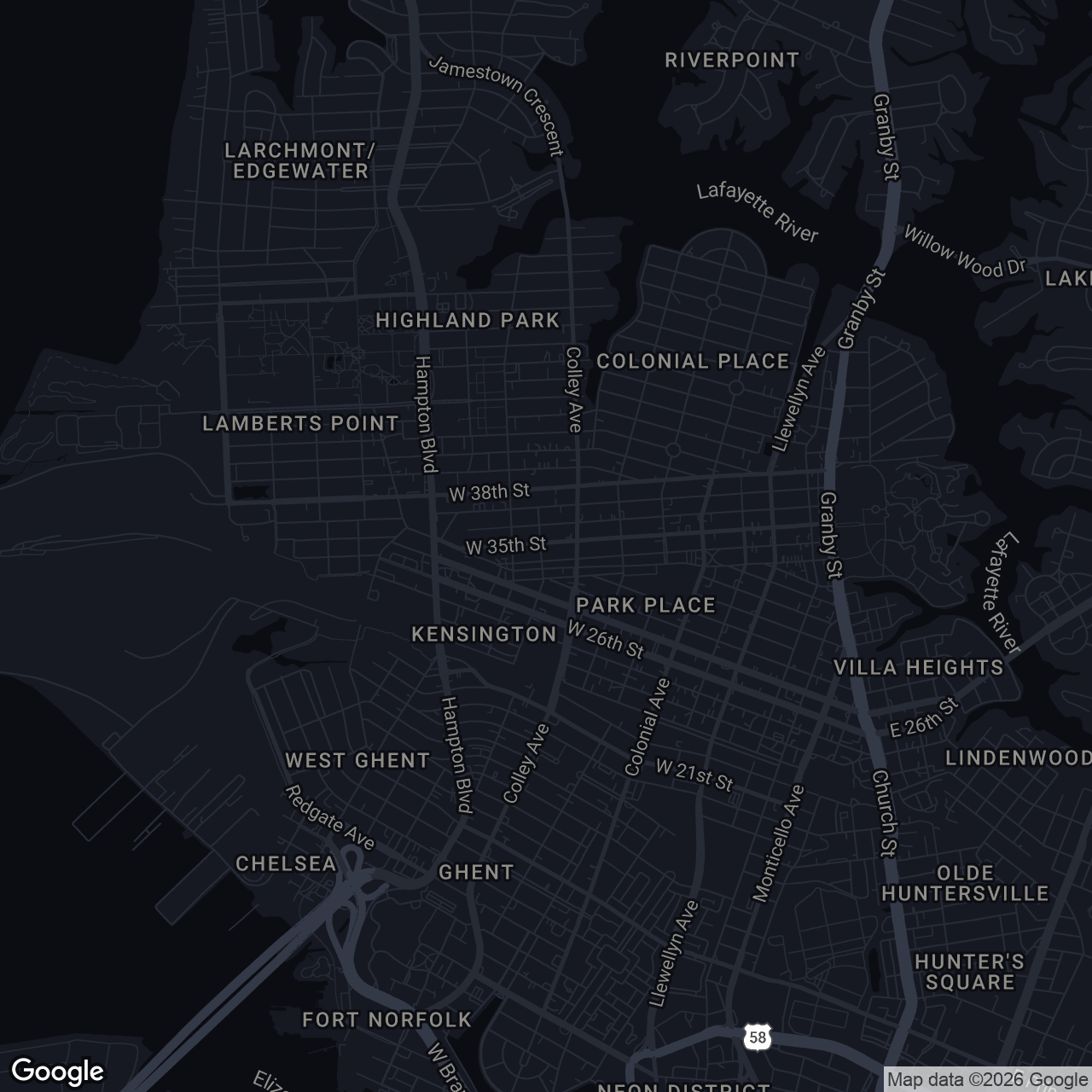 Map showing 835 W 35th St