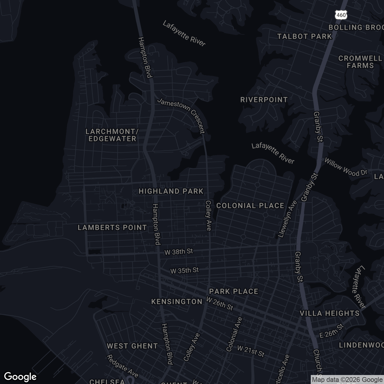 Map showing 850 W 47th St